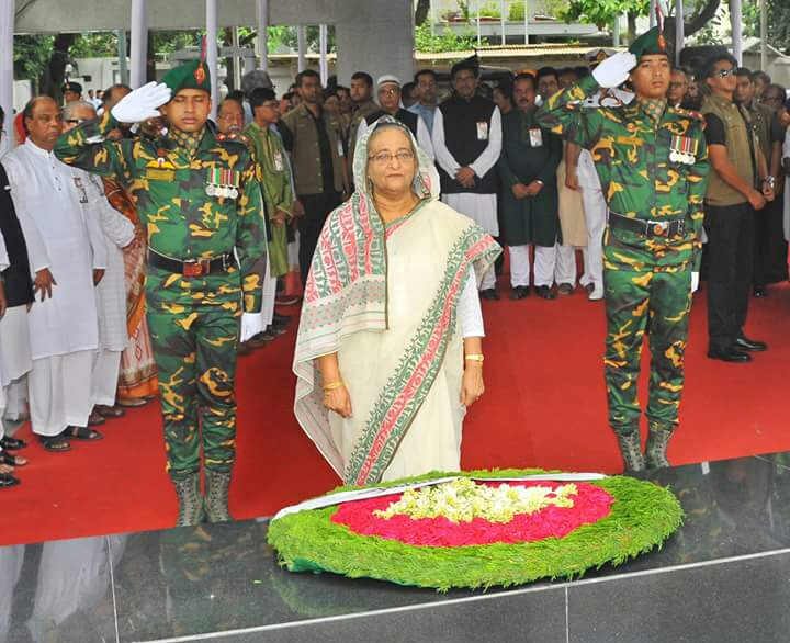 আওয়ামী লীগের ৬৭তম প্রতিষ্ঠাবার্ষিকী বঙ্গবন্ধুর প্রতিকৃতিতে  প্রধানমন্ত্রী শেখ হাসিনার শ্রদ্ধা